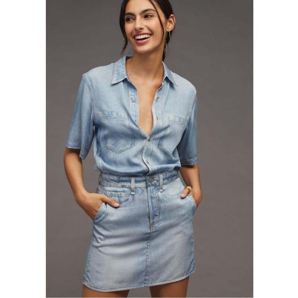 Rag & Bone Liquid Miramar Tencel Trompe L'oeil Blue Denim Dress Small NWT